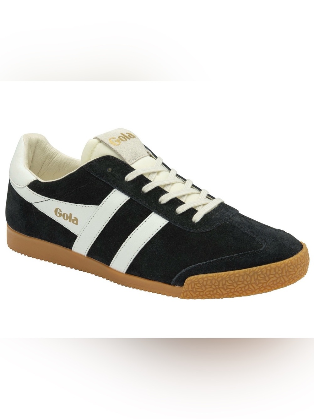 Gola Women’s Black Suede Sneakers with White Stripes